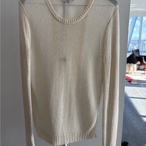 Babaton Cream Open-Knit Crewneck Sweater